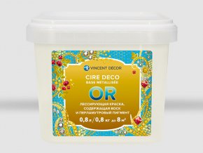 Лессирующая декоративная краска Vincent Decor Cire Deco Base Metallisee OR / Винсент Декор Сир Деко База Металлизе Золото содержащая воск 0,8 л