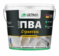 Клей ПВА ULTIMA Строитель, ведро 0,9 кг